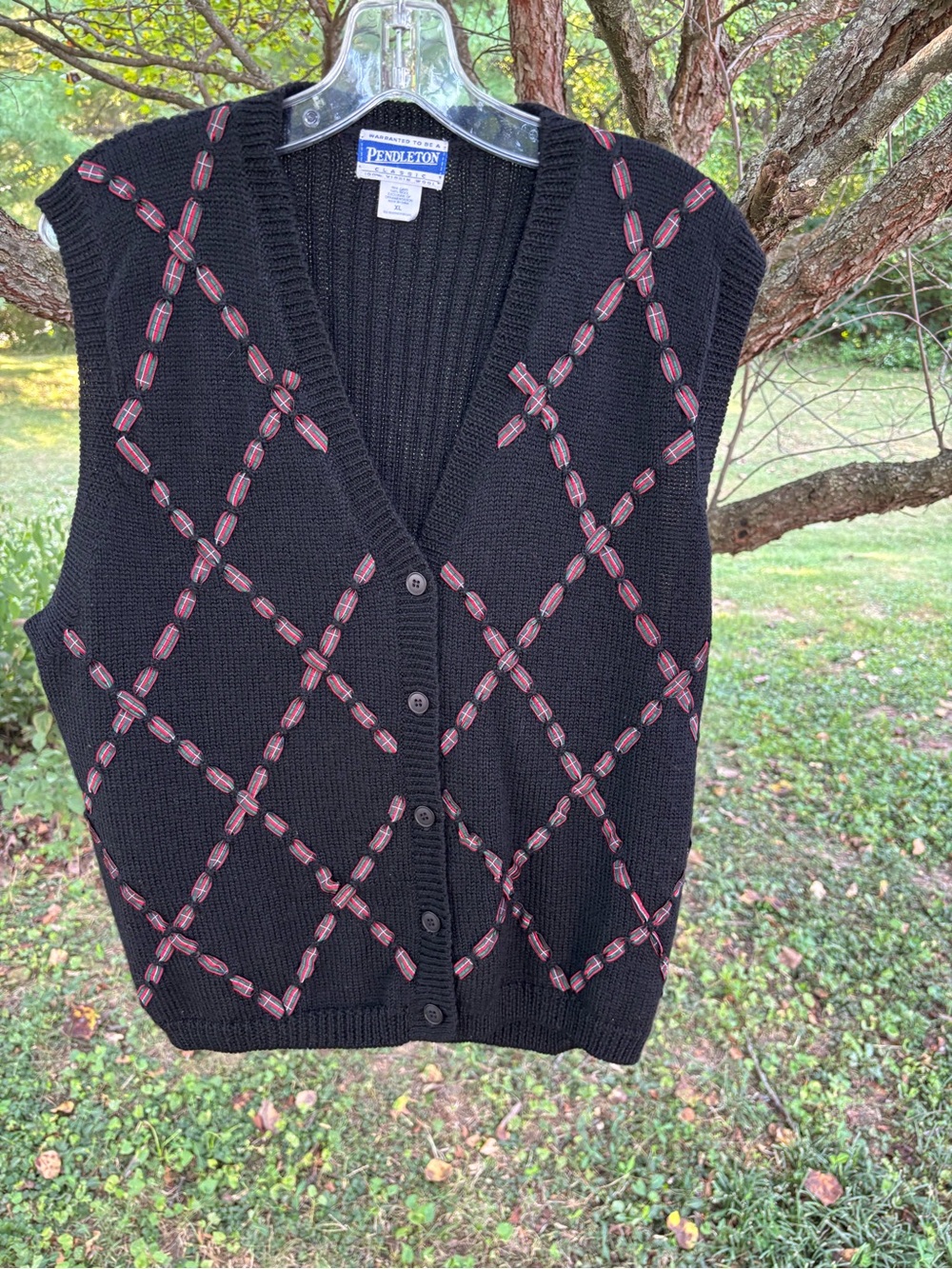 Vintage Pendendleton Holiday Wool Button-Front Sweater Vest